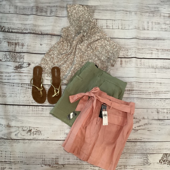 6. Lauren by Ralph Lauren Coral Linen Shorts NWT Size 16 - Picture 5 of 8